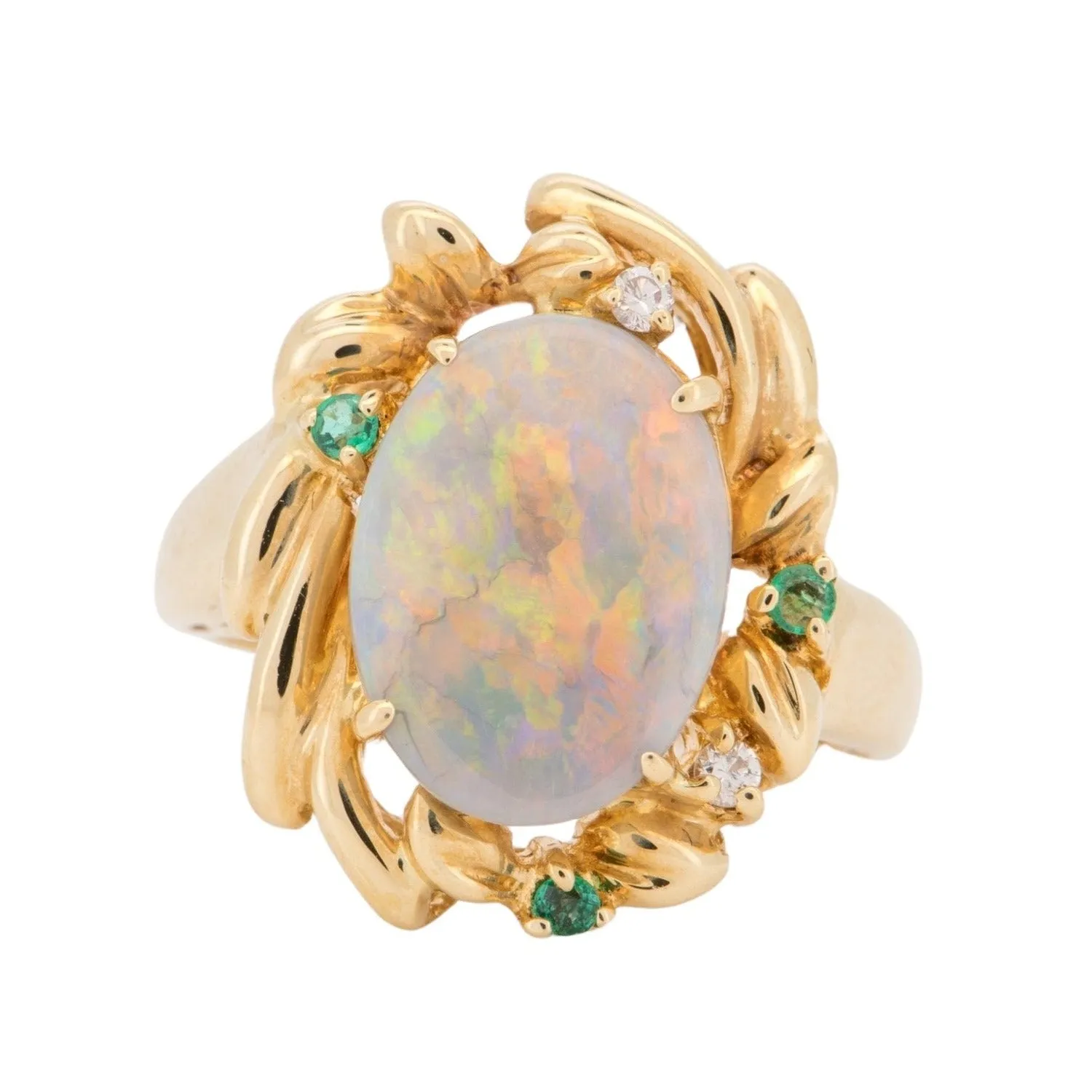 1.53ct Solid Australian Opal Ring 18K Gold R6722