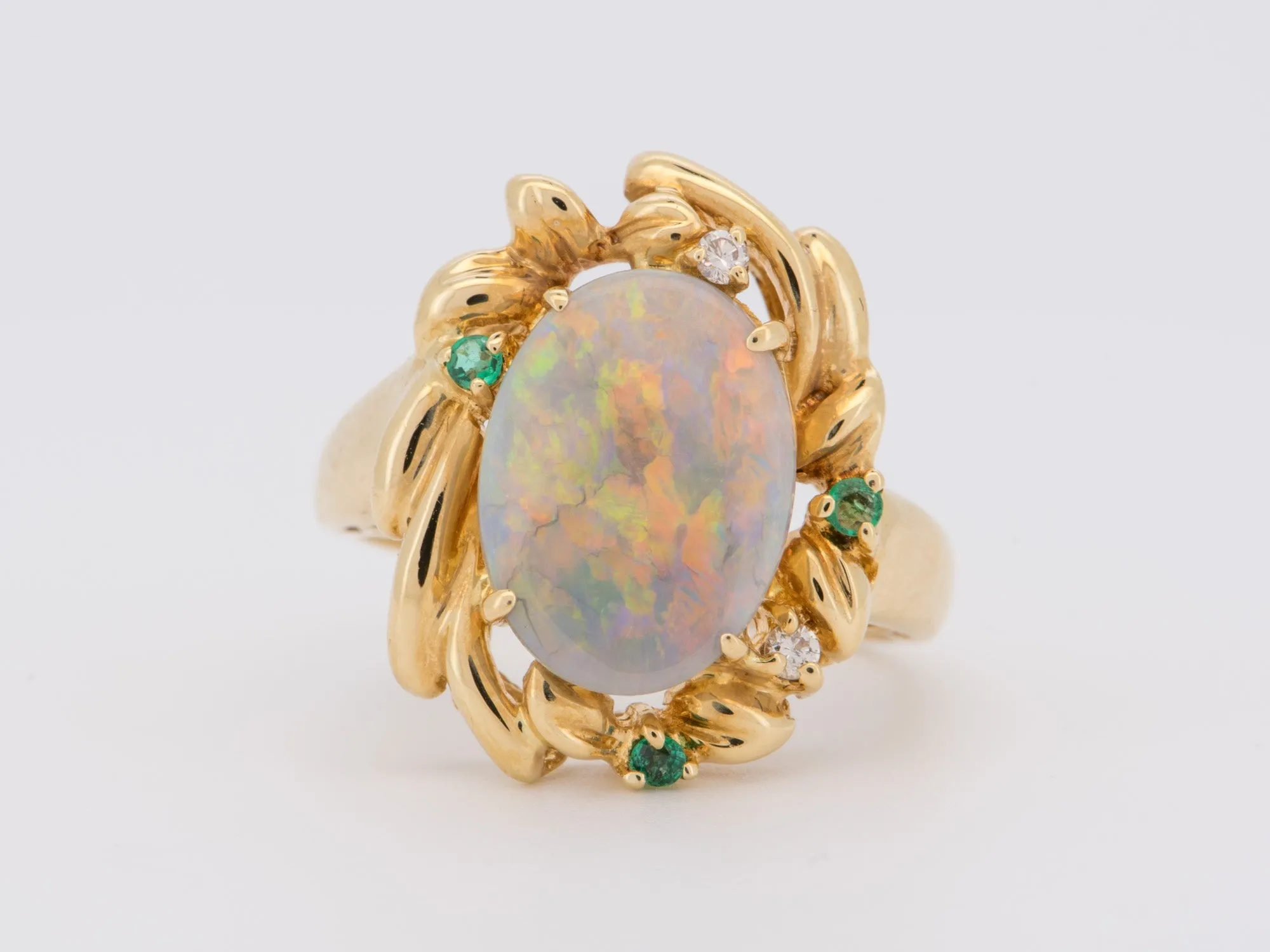 1.53ct Solid Australian Opal Ring 18K Gold R6722