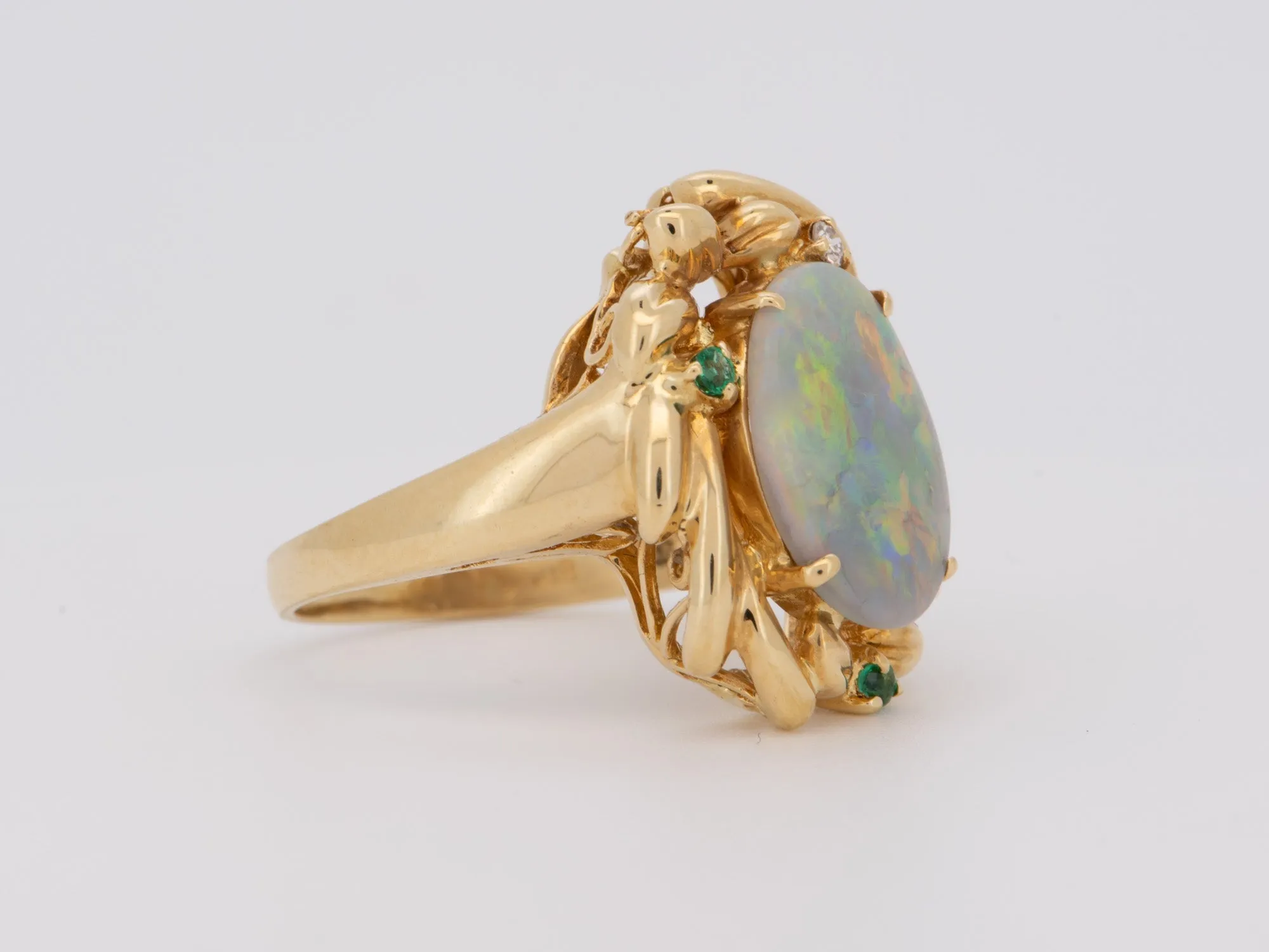 1.53ct Solid Australian Opal Ring 18K Gold R6722