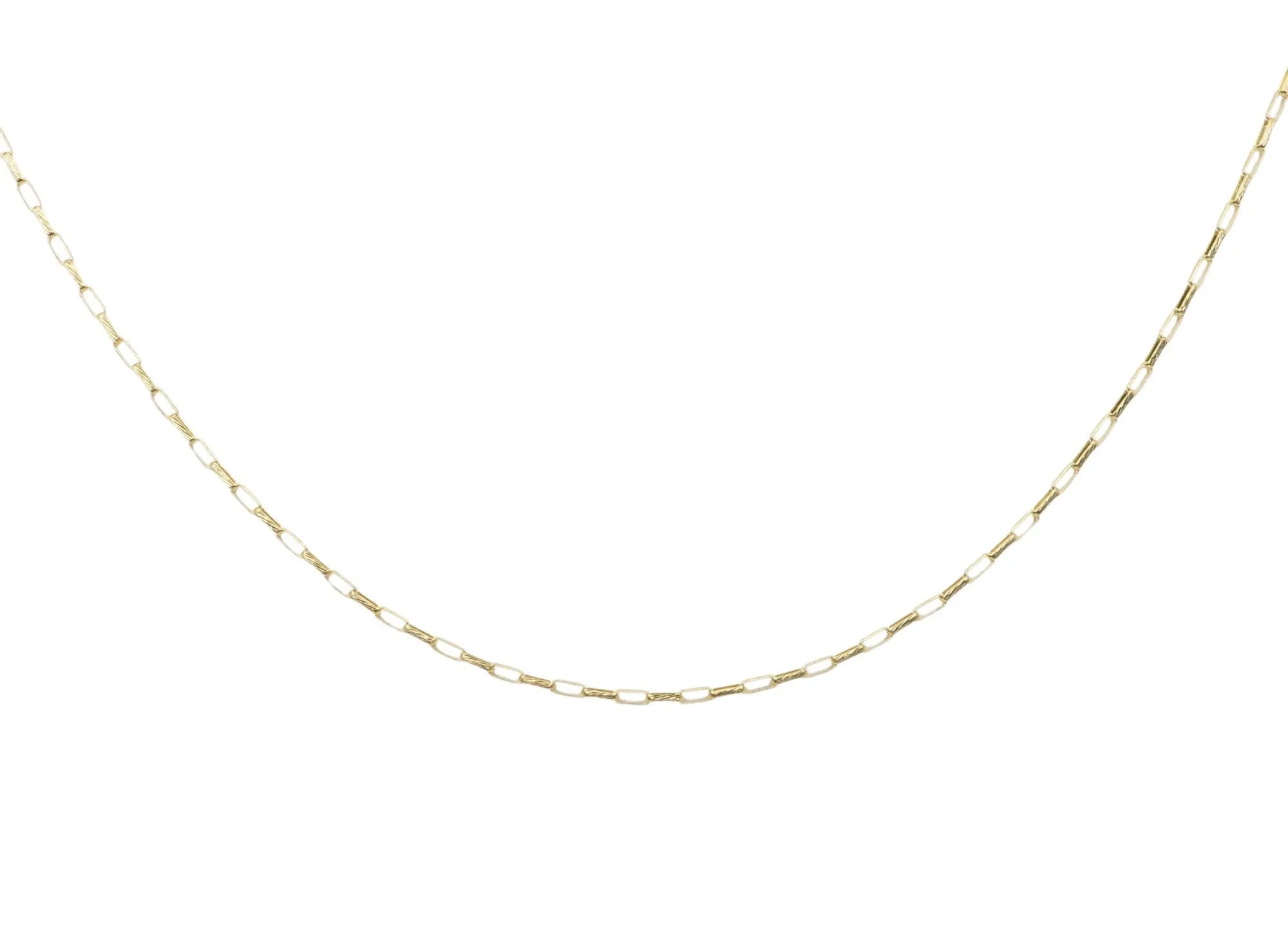 16 Brushed Texture Rectangle Rolo Chain Necklace 14K Yellow Gold 1.1mm Wide AD2380