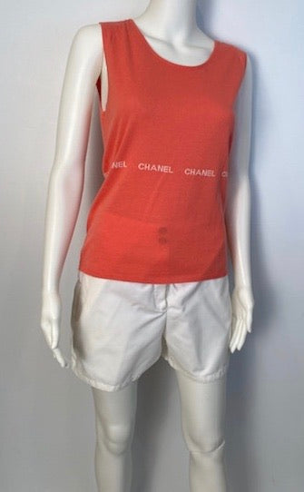 96P, 1996 Spring Vintage Chanel Boutique White Nylon Sport Shorts US 6