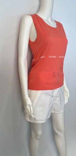 96P, 1996 Spring Vintage Chanel Boutique White Nylon Sport Shorts US 6