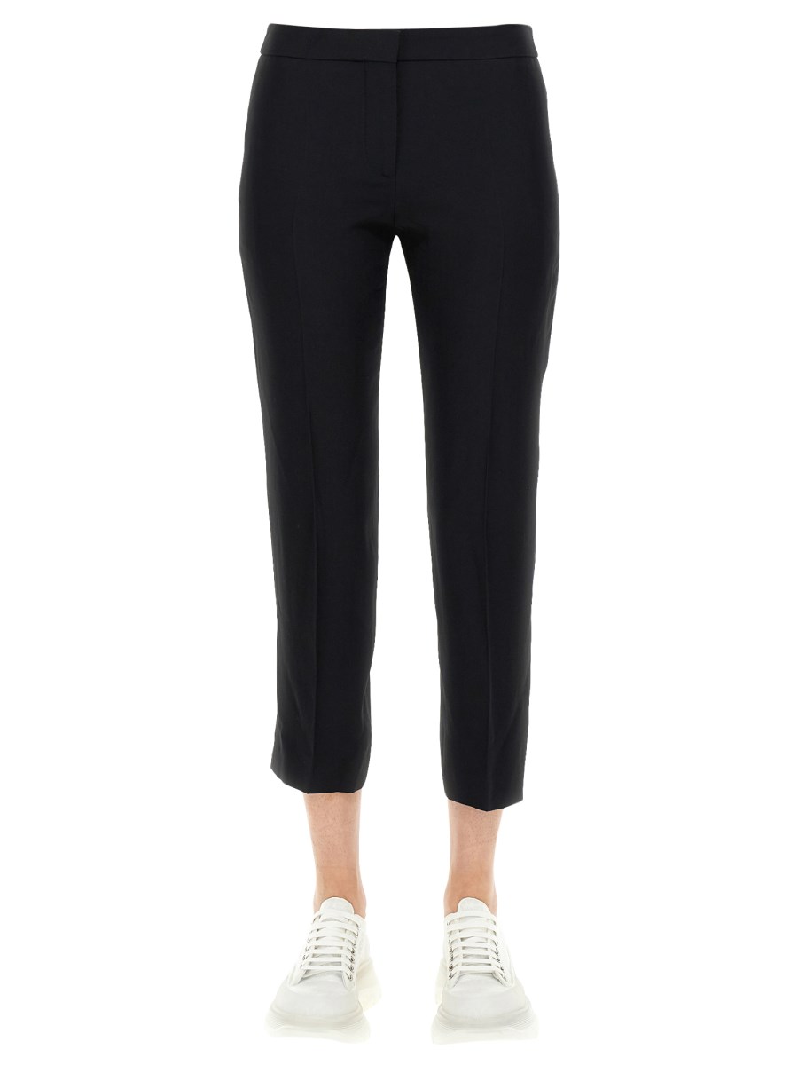 ALEXANDER McQUEEN    CROPPED PANTS IN LEAF CREPE