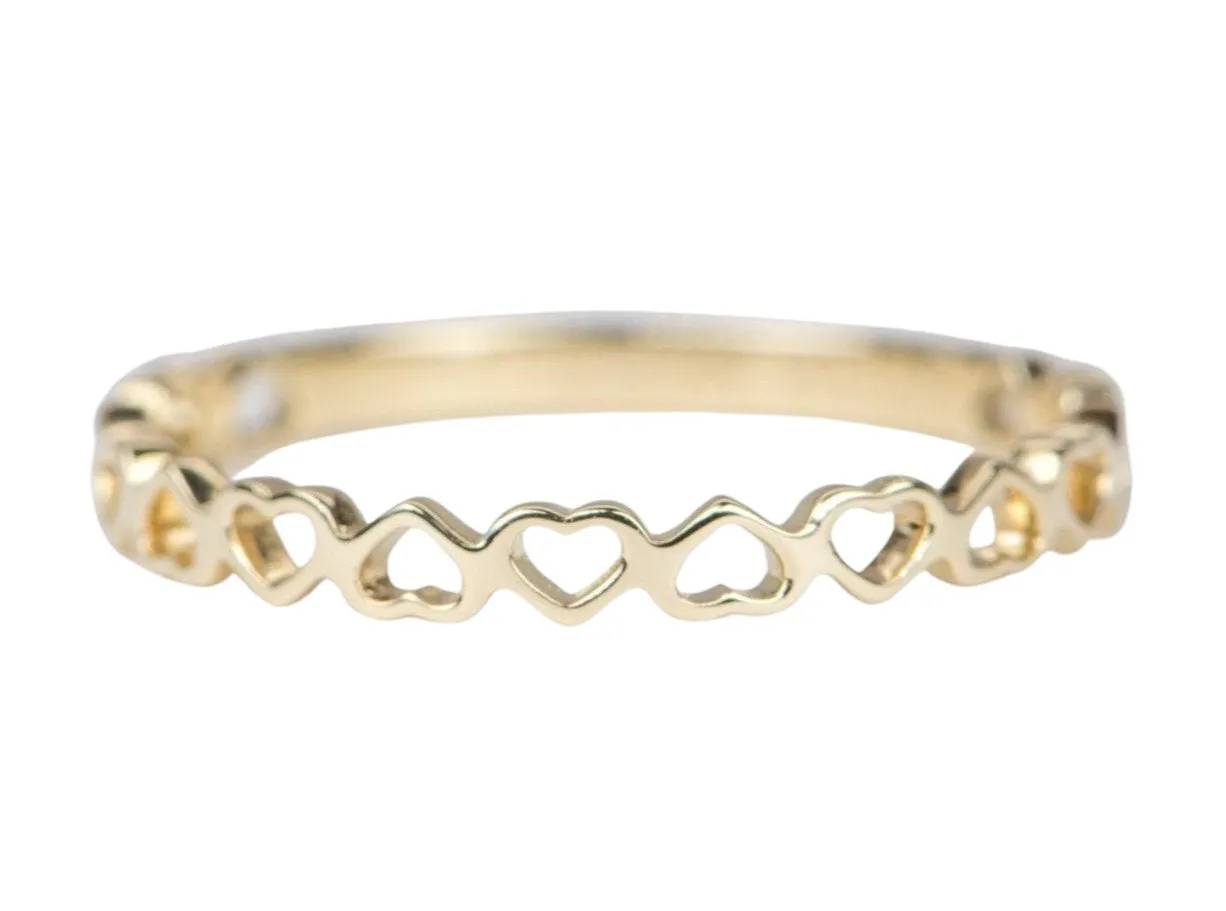 Alternating Heart 14K Gold Wedding Band M5006