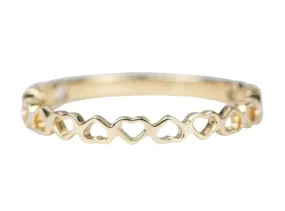 Alternating Heart 14K Gold Wedding Band M5006