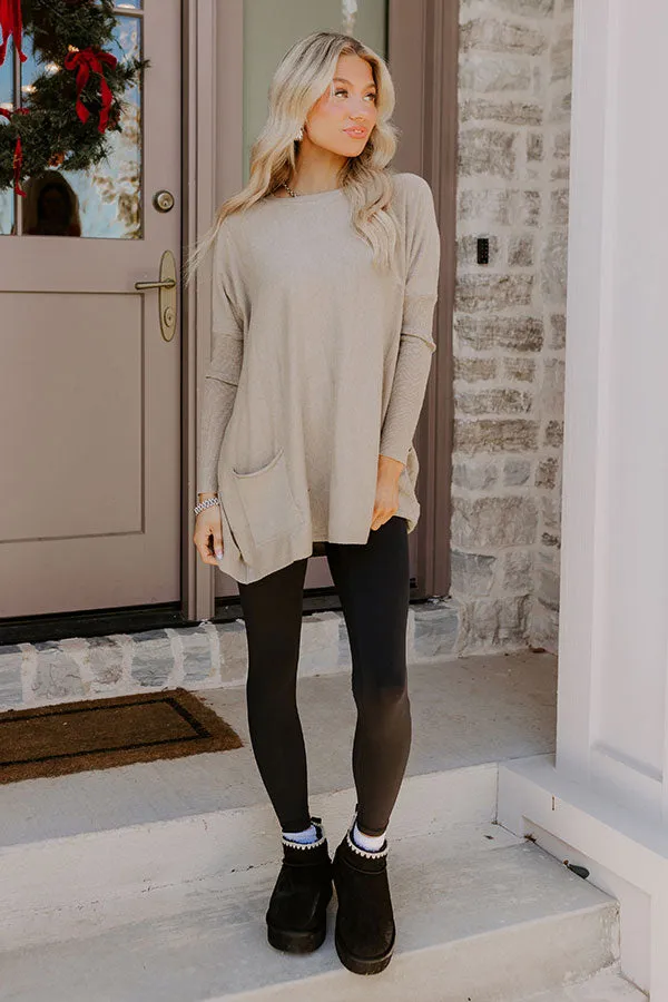 Always Cozy Sweater Top in Taupe