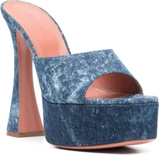 Amina Muaddi Dalida 140mm denim sandals Blue