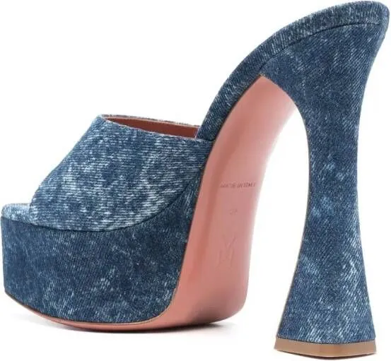 Amina Muaddi Dalida 140mm denim sandals Blue