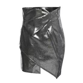 Ashore Boutique Womens Irregular Design Metallic Mini Skirt