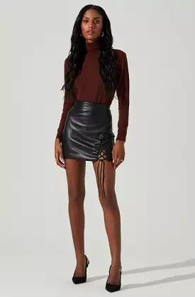 Atwell Faux Leather Lace Up Mini Skirt