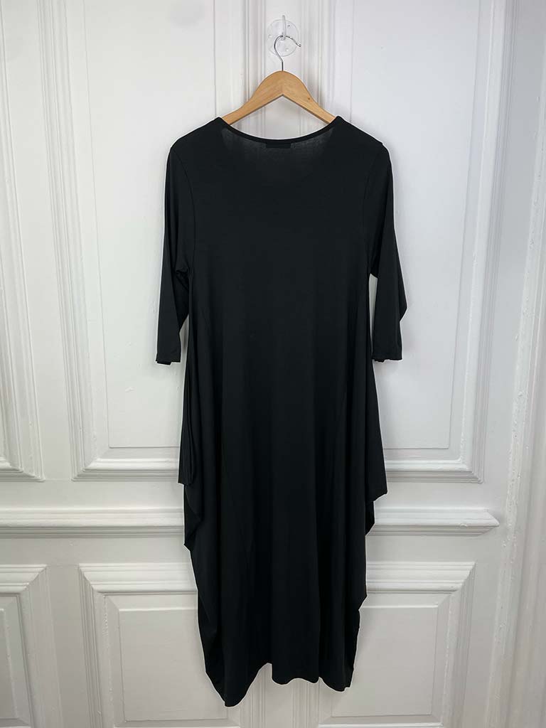 Basic 3/4 Sleeve Layering Dress - Black