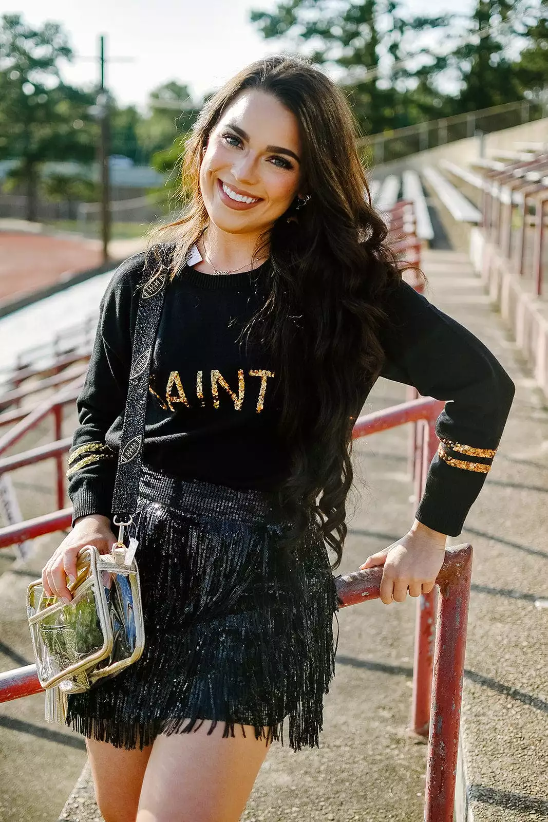 Black Sequin Fringe Mini Skirt