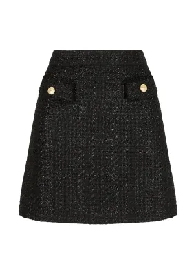 Bouclé skirt with lamé effect BRUNAWI in BLACK LAMÉ