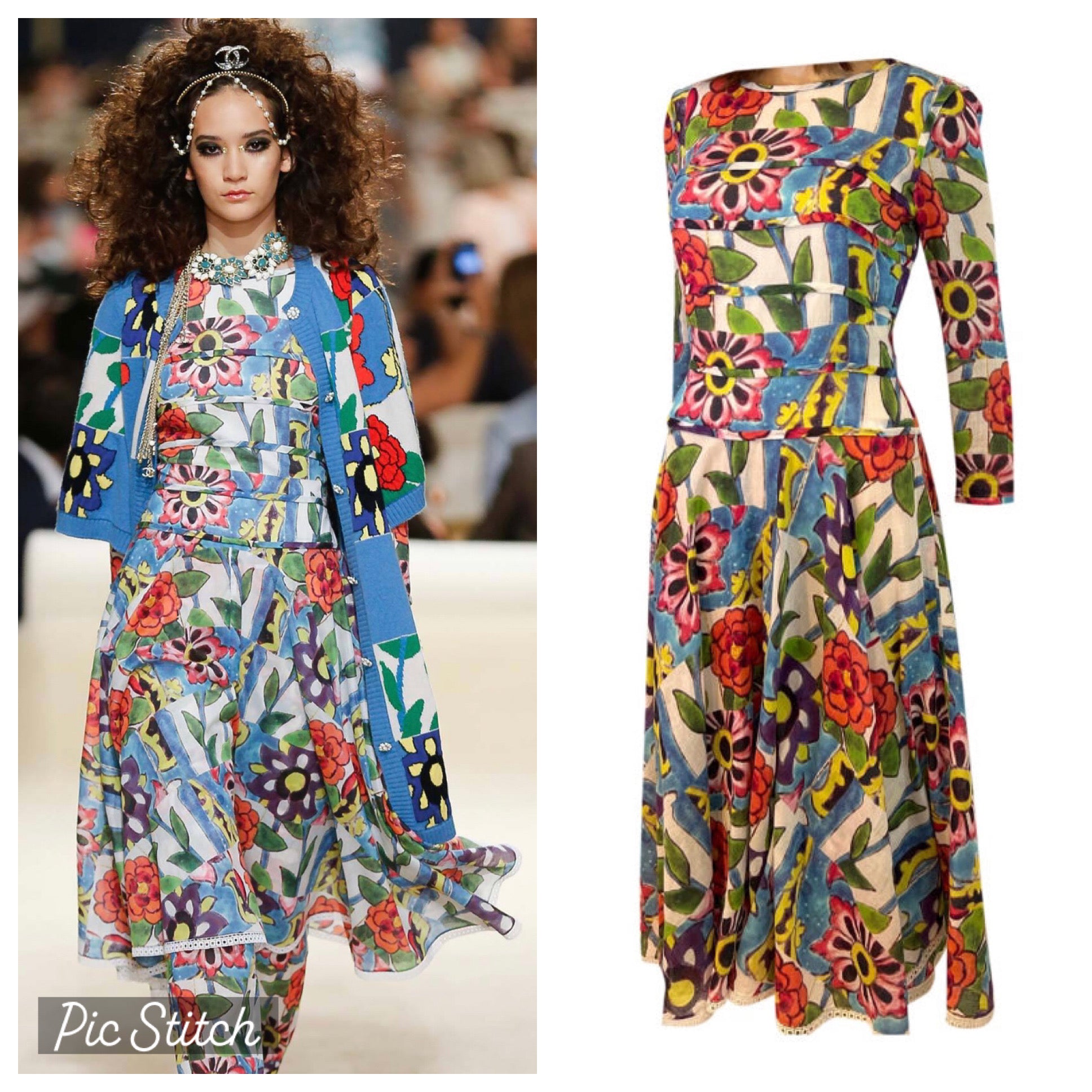 Chanel 15C 2015 Cruise Paris Dubai Long Floral Summer Dress FR 38 US 4