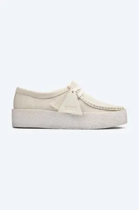 Clarks suede loafers Wallabee Cup White beige color