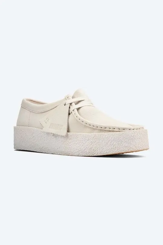 Clarks suede loafers Wallabee Cup White beige color