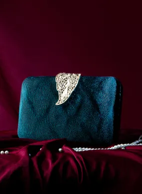 Clutch With Metallic Leaf Buckle