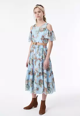 Cold Shoulder Floral Dress