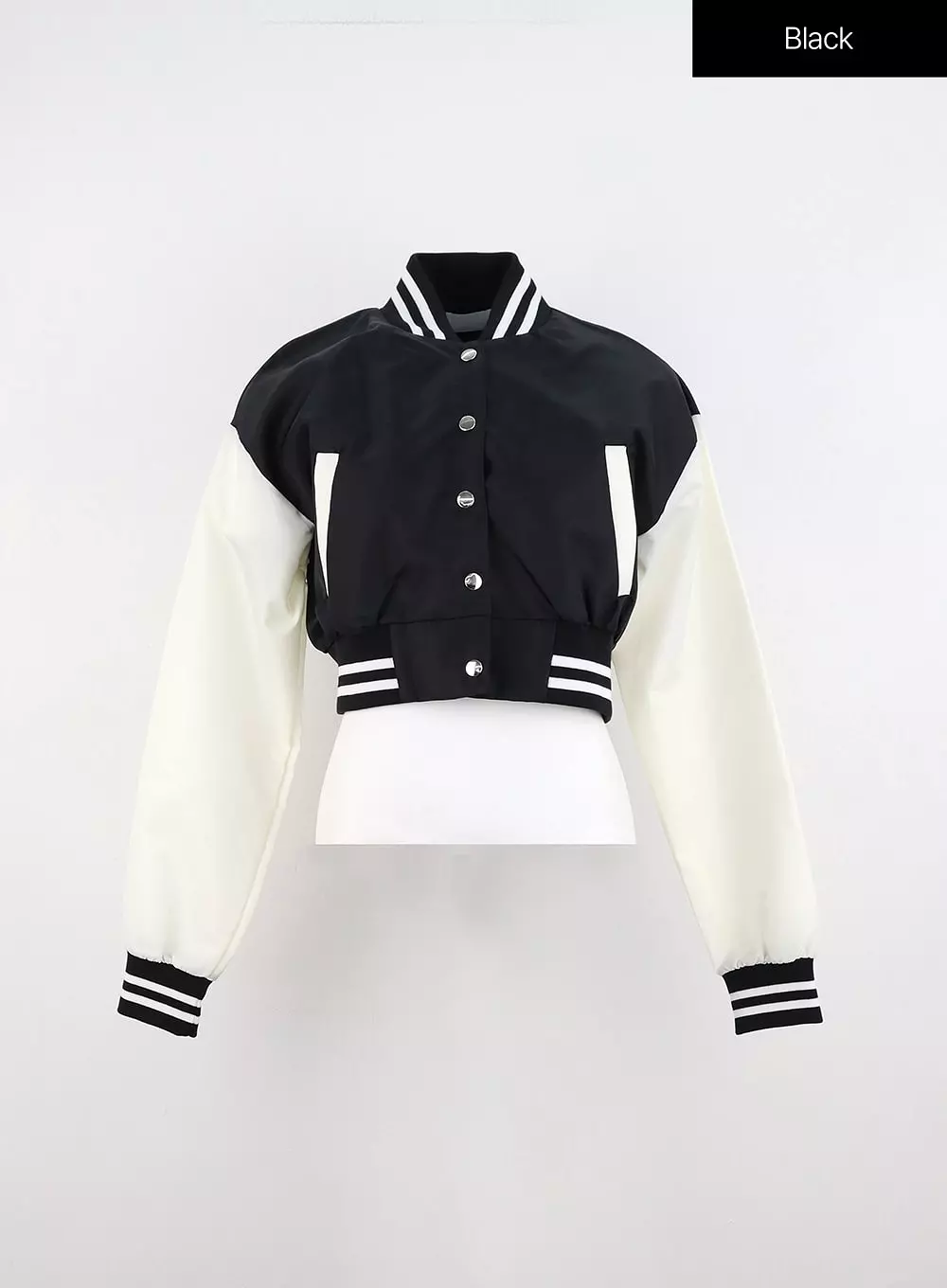 Color Block Crop Bomber Jacket IN322