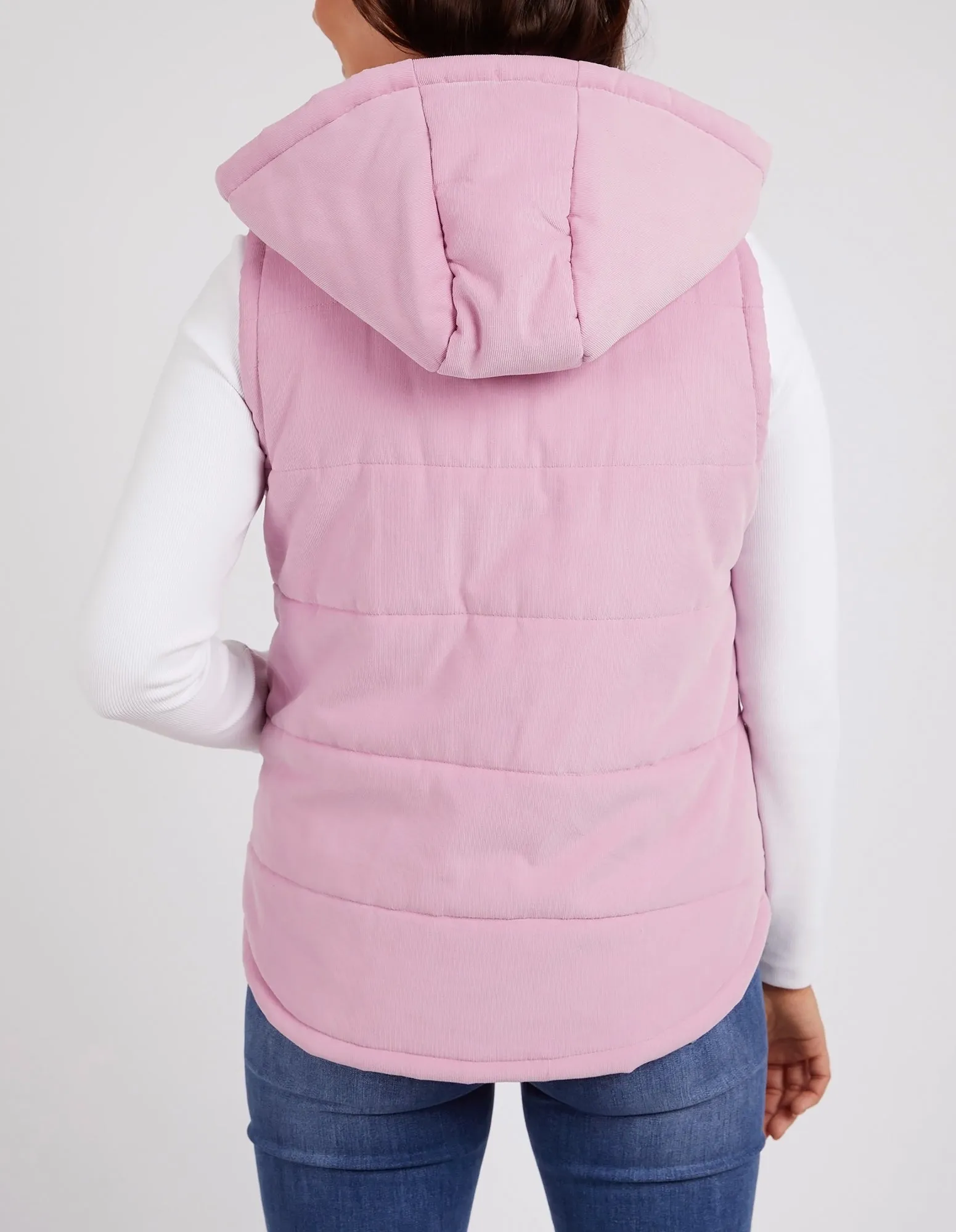 Cord Puffer Vest Peony Pink