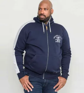 D555 Big Mens Navy Full Zip Hoodie With Chest Embroidery (EATON)