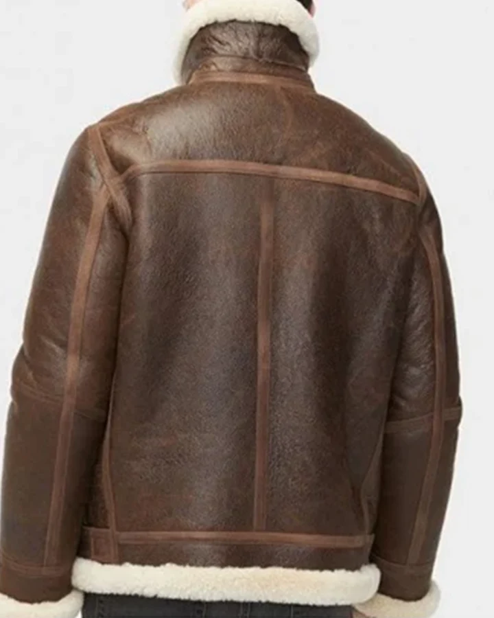 Danielle Aviator Brown Sheepskin Shearling Jacket - William Jacket