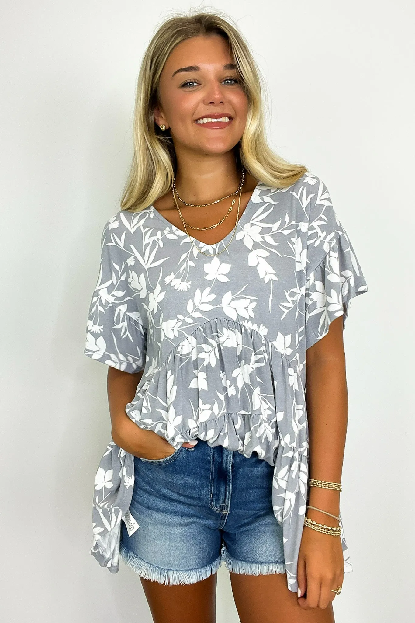 Darling Life Floral Tiered Babydoll Tunic Top