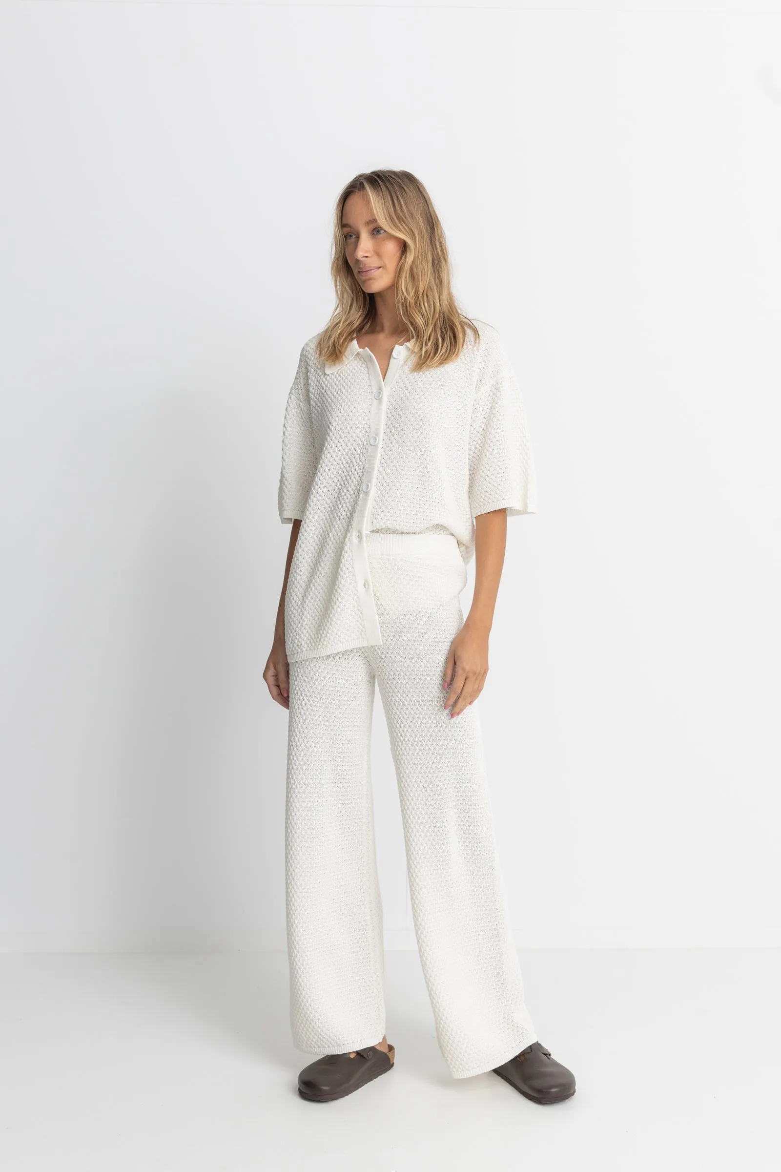 Dune Wide Leg Knit Pant White