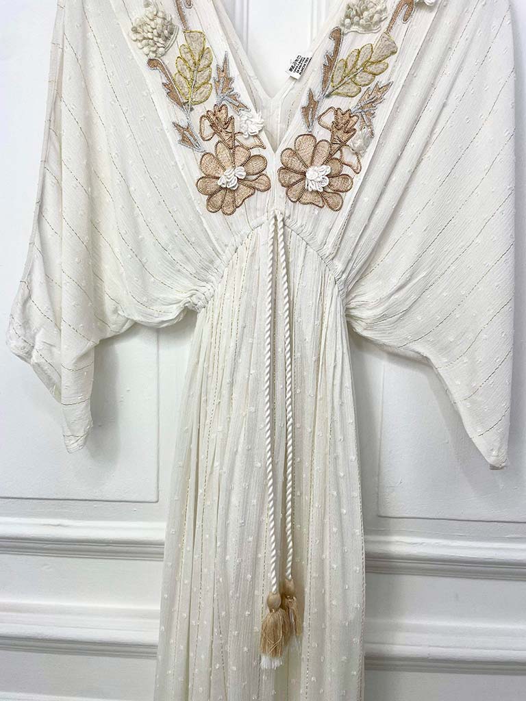 Embroidered Swiss Knot Maxi Dress - Bronze