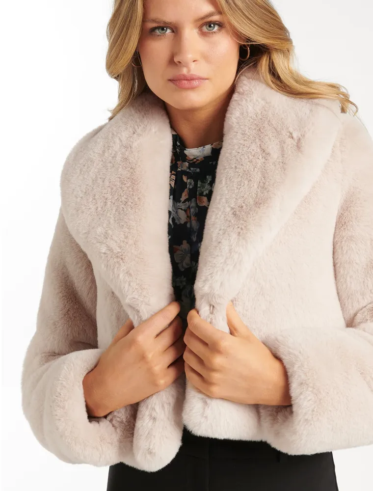 EverNew Amera Crop Faux Fur Coat