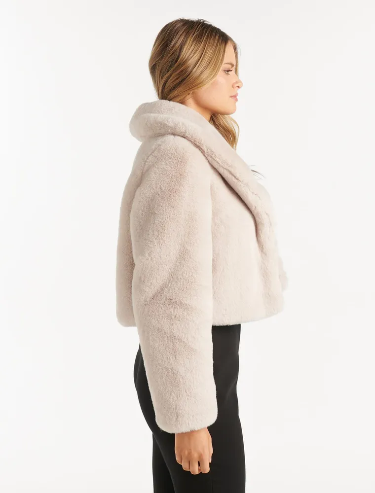 EverNew Amera Crop Faux Fur Coat