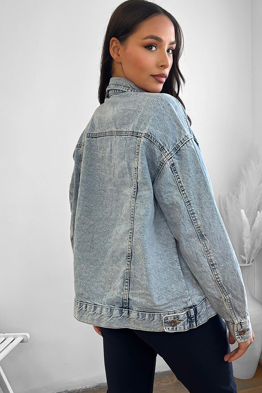 Faded Bleach Effect 100% Cotton Denim Jacket