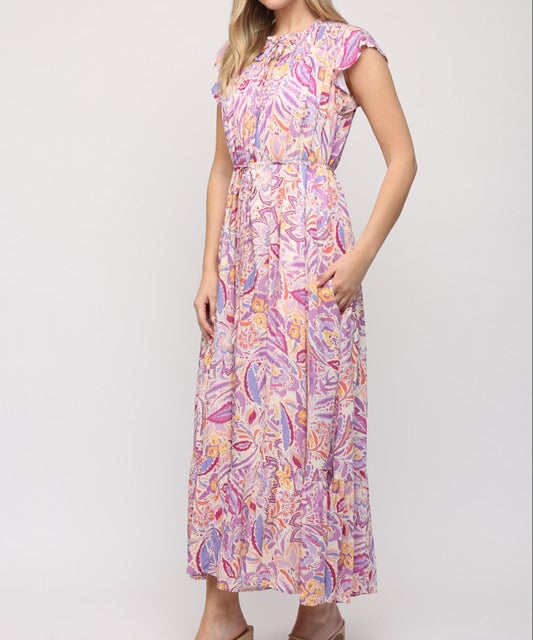 Floral Print Dress - Lavender Multi