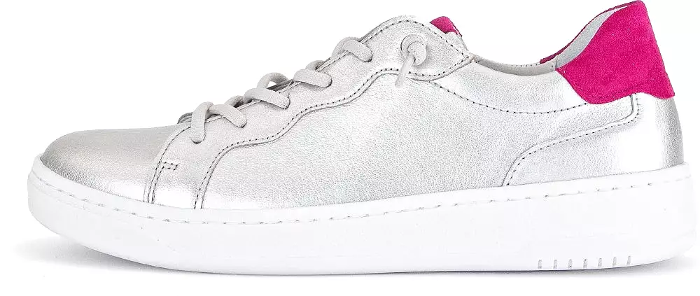 Gabor Silver Pink  Leather Trainer 34261