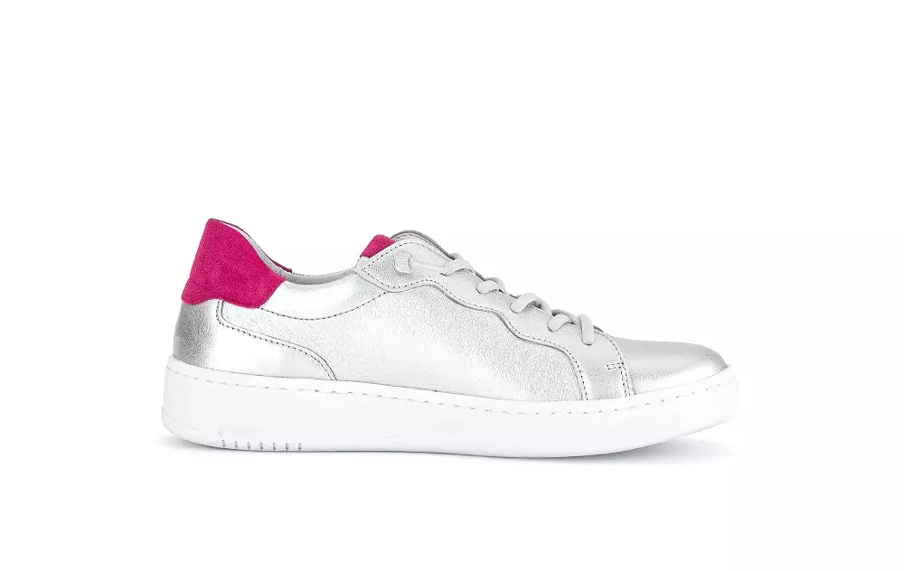 Gabor Silver Pink  Leather Trainer 34261