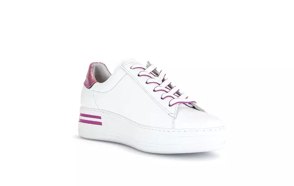 Gabor White Pink Leather Trainer