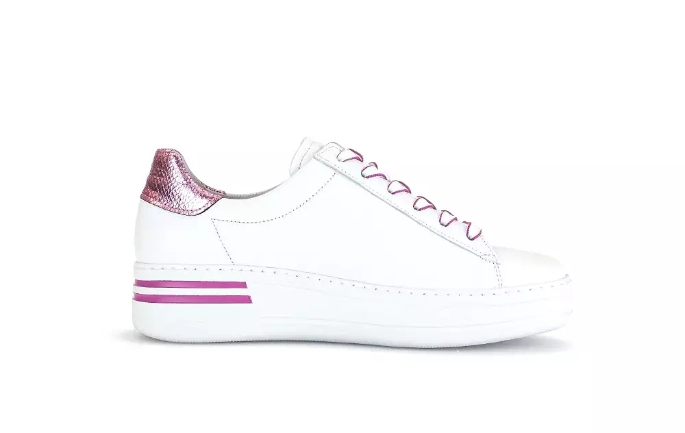 Gabor White Pink Leather Trainer