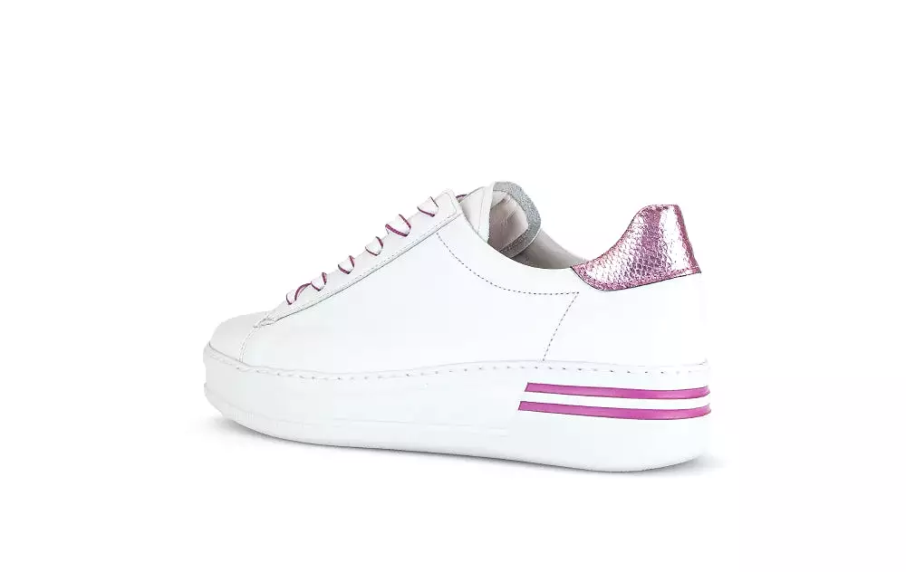 Gabor White Pink Leather Trainer