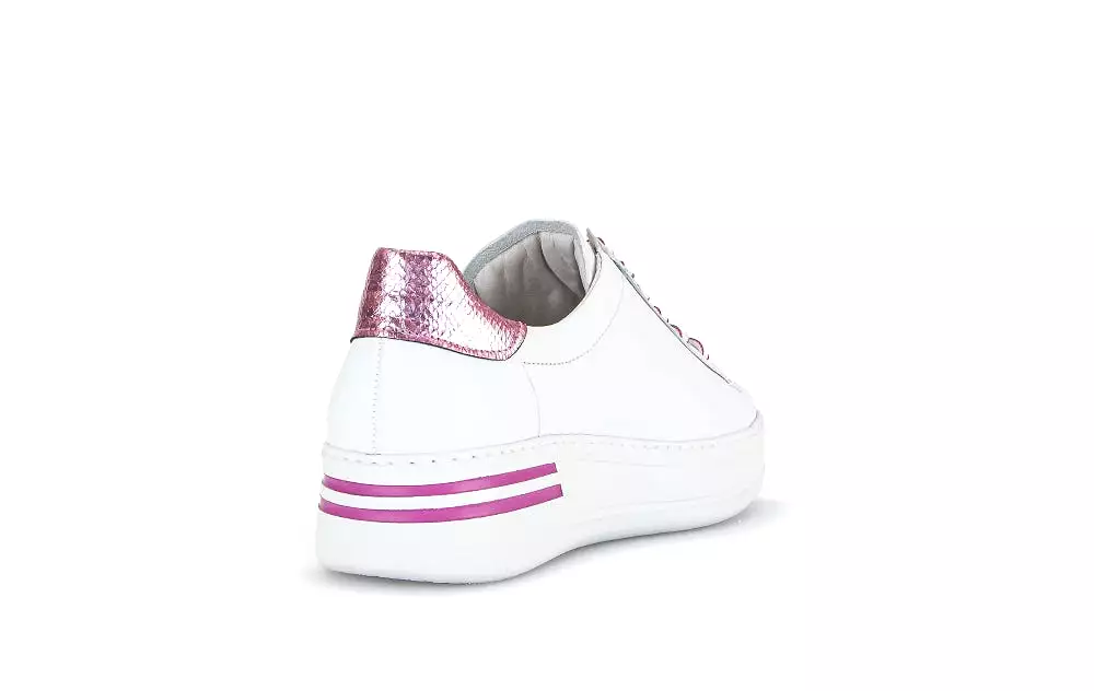 Gabor White Pink Leather Trainer