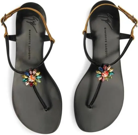 Giuseppe Zanotti Noussa floral-appliqué sandals Black