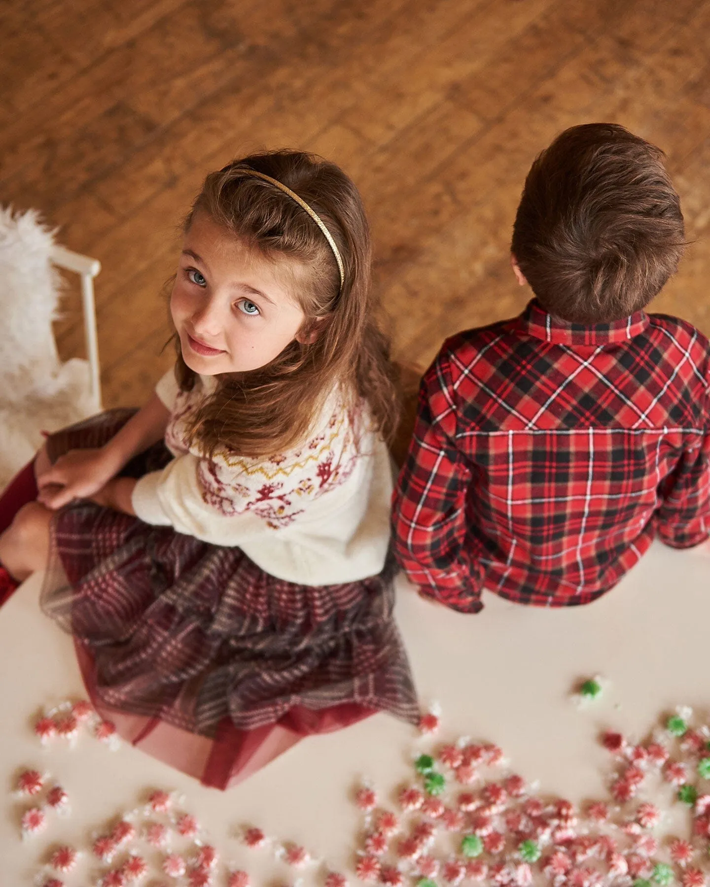 Glittering Tulle Skirt Red Plaid