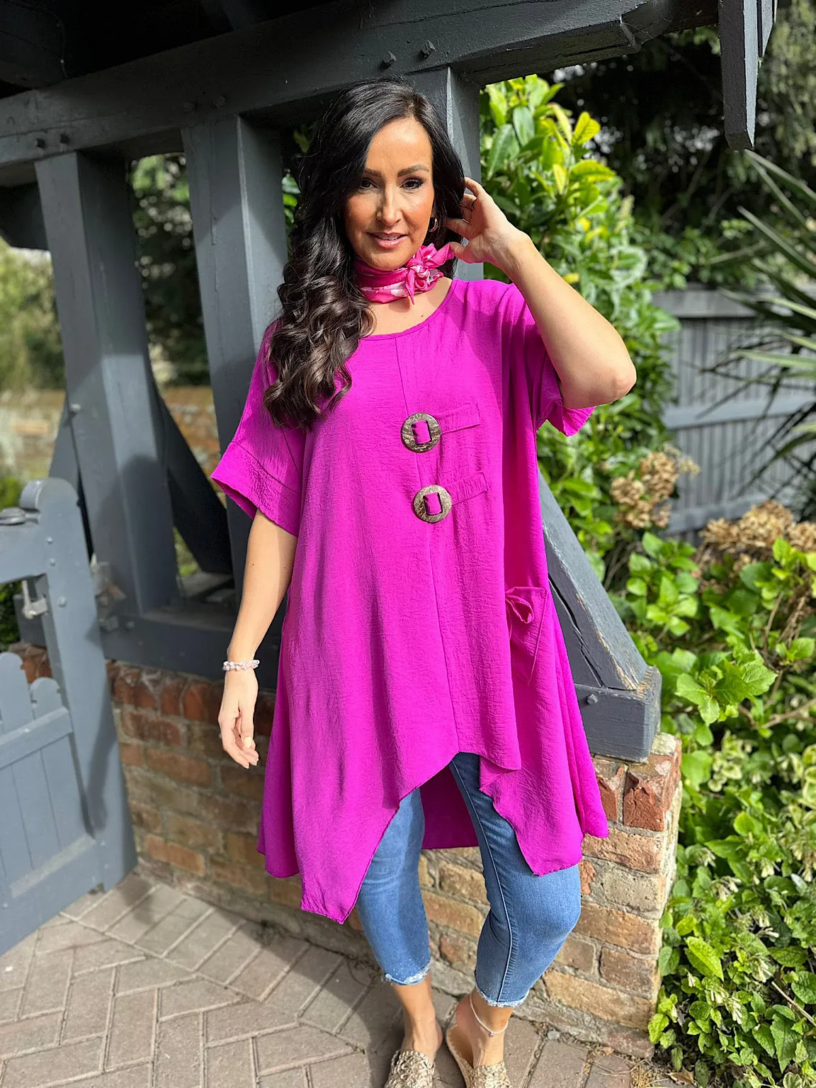 Grape Dipped Hem Crepe Tunic Angie