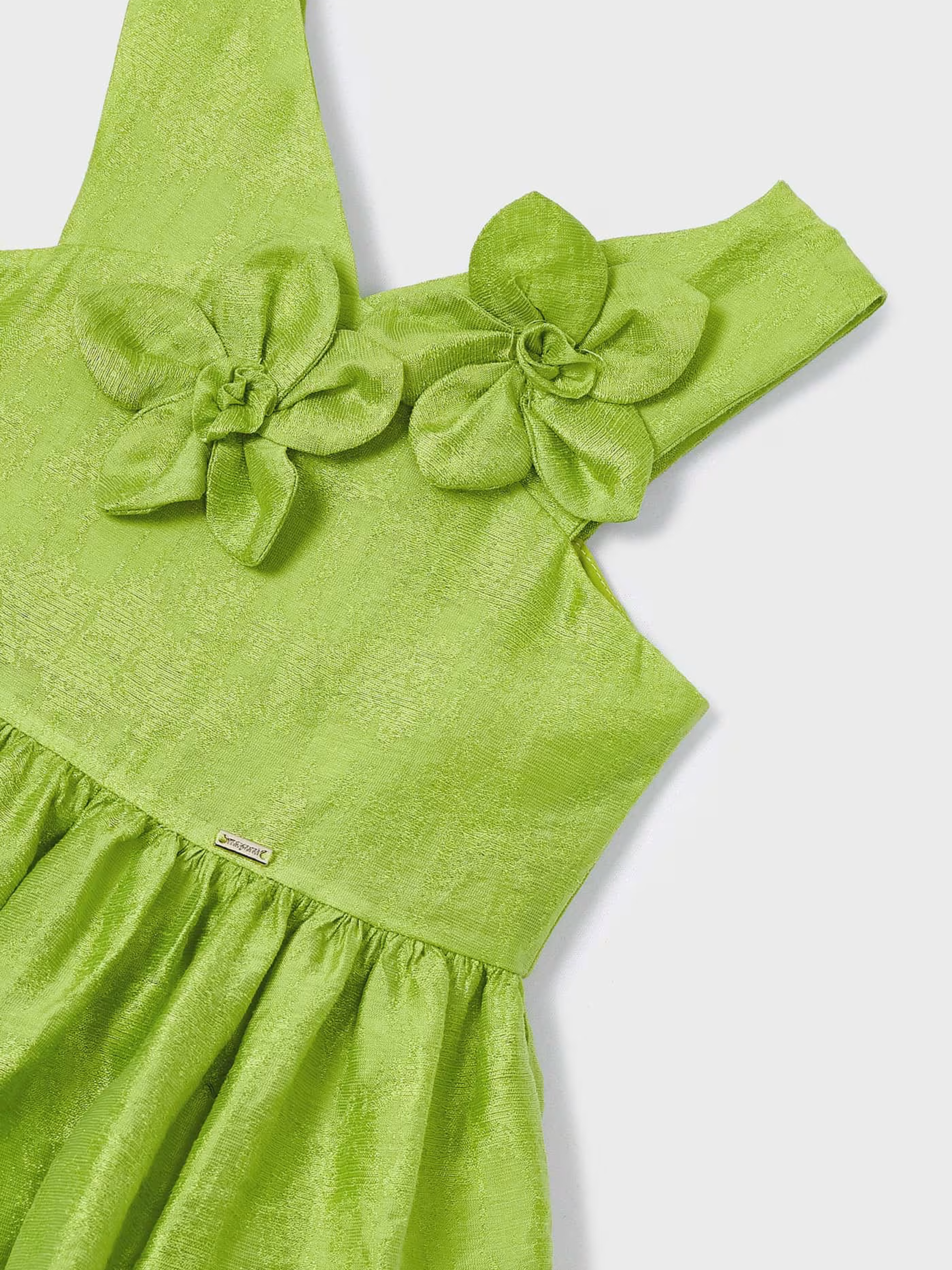 Green Embossed Floral Dress - Big Girl