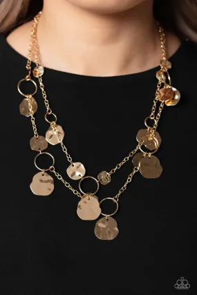 Hammered Horizons - Gold ~ Paparazzi Necklace