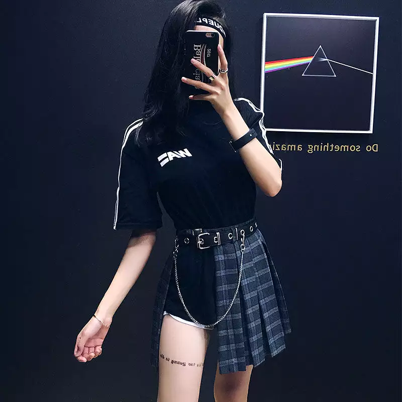 HIGH WAIST IRREGULAR PLAID SKIRT BY61074