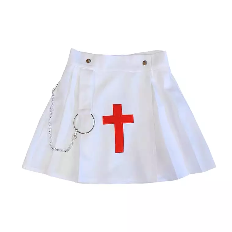 INS WHITE CROSS Y2K HOT SKIRT BY90166