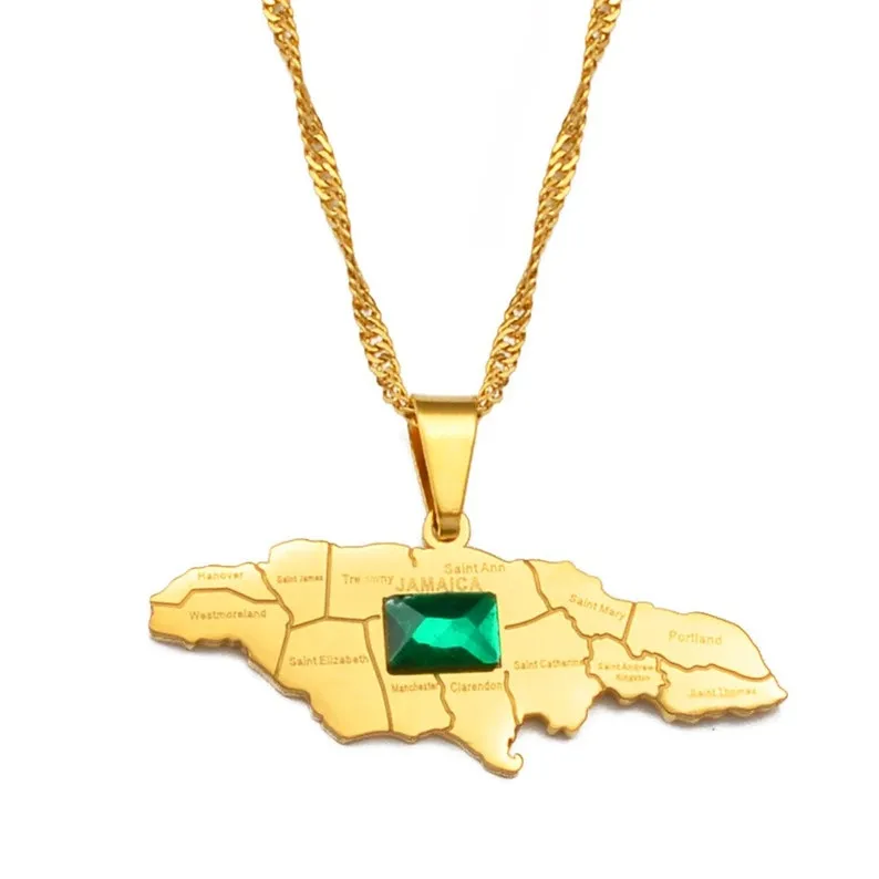 Jamaica Map Pendant Necklace