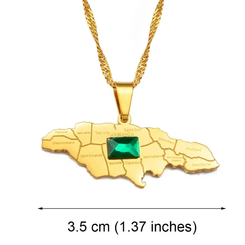 Jamaica Map Pendant Necklace