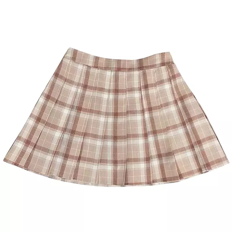 JAPANESE HIGH WAIST ELASTIC PLAID SKIRT BY61075