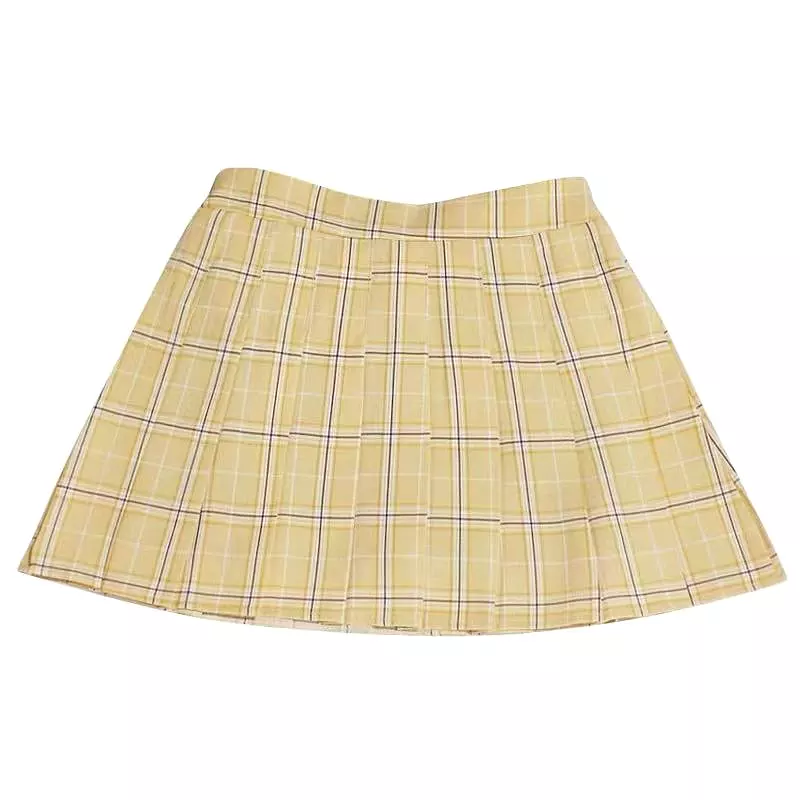 JAPANESE HIGH WAIST ELASTIC PLAID SKIRT BY61075